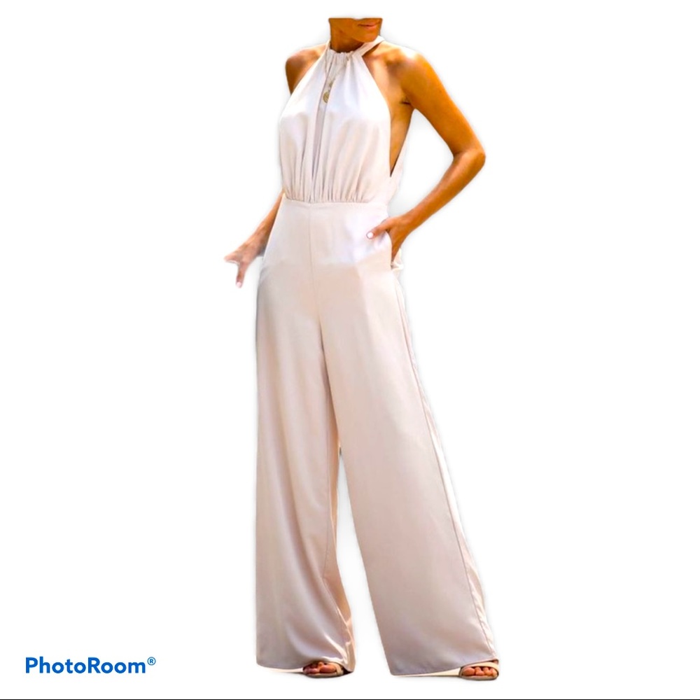 Endless Rose Etiquette Pocketed Halter Jumpsuit
